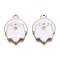 Alloy Pendants, with Enamel, Cadmium Free & Lead Free, Light Gold, Dog, White, 20x14.5x3mm, Hole: 2mm