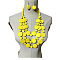 Ethnic Style Wood Flat Round Beaded Multilayer Necklaces & Dangle Earrings Sets, Yellow, 580mm