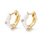 Clear Cubic Zirconia Chunky Hinged Hoop Earrings with Enamel, Brass Jewelry for Women, Cadmium Free & Nickel Free & Lead Free, Real 18K Gold Plated, White, 16x4mm, Pin: 1mm
