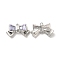 Alloy Connector Charms, Bowknot Links with Glass, Lead Free & Cadmium Free, Platinum, Clear, 15x24x6mm, Hole: 2mm