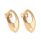 Ion Plating(IP) 304 Stainless Steel Stud Earring Findings, with Loop, Curved, Oval, Real 18K Gold Plated, 18x9.50x1.30mm,Hole:1.50mm