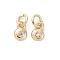 Brass Micro Pave Cubic Zirconia Charms, Long-Lasting Plated, Flat Round, Light Gold, 6x4x1mm, Hole: 2.3mm