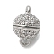 Brass Micro Pave Cubic Zirconia Magnetic Clasps, Cadmium Free & Nickel Free & Lead Free, Round, Real Platinum Plated, 9.5x6.5mm, Hole: 1.2mm