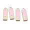 Alloy Enamel Pendants, Cadmium Free & Lead Free, Rectangle with Initial Letters, Light Gold, Letter.P, 23.5x8x2mm, Hole: 1.8mm