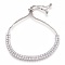 Brass Micro Pave Cubic Zirconia Bolo Tennis Bracelets, Slider Bracelets, Platinum, 1 inch(2.6cm)~2-5/8 inch(6.7cm), 1.5~5mm