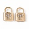 Alloy Crystal Rhinestone Pendants, Lock with Heart Charm, Golden, 15x9.5x3.5mm, Hole: 5x5mm