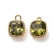 Brass Micro Pave Clear Cubic Zirconia Charms, Cadmium Free & Nickel Free & Lead Free, Real 18K Gold Plated, Cube, Olive Drab, 7x8.5x3.5mm, Hole: 1mm