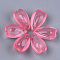 Transparent Spray Painted Glass Charms, Petal, Flamingo, 13x8x5.5mm, Hole: 1mm