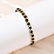 Square Brass Cotton Cord Adjustable Braided Bracelets, Rack Plating, Long-Lasting Plated, Cadmium Free & Lead Free, Real 18K Gold Plated, Inner Diameter: 1-3/4~3 inch(4.4~7.5cm)