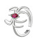 Alloy and Rhinestone Rings, Punk Style Spider Cuff Rings, Platinum, Inner Diameter: 17mm