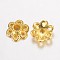 Alloy Fancy Bead Caps, Hollow 6-Petal Flower, Golden, 6.5x2mm, Hole: 1mm