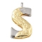 Brass Pendants, Cadmium Free & Nickel Free & Lead Free, Real 18K Gold Plated And Platinum, Letter Charms, Letter S, 27.5x15x4mm, Hole: 3x2mm
