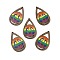 Rainbow/Pride Flag Theme Single Face Printed Aspen Wood Big Pendants, Teardrop Charm, Peace Sign, 54.5x34x2.5mm, Hole: 1.8mm
