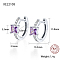 Anti-Tarnish Platinum Rhodium Plated 925 Sterling Silver Hoop Earrings, Square Cubic Zirconia Earrings, with S925 Stamp, Lilac, 11.8x13.5mm