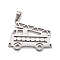 Non-Tarnish 304 Stainless Steel Pendants with 201 Stainless Steel Clasp, Fire Fighting Truck, Stainless Steel Color, 21.5x28.5x1.5mm, Hole: 5x3mm
