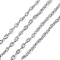 Iron Cable Chains, Textured, Unwelded, with Spool, Oval, Lead Free, Platinum Color, 4x3x1mm, about 328.08 Feet(100m)/roll