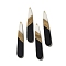 Opaque Resin & Walnut Wood Pendants, Teardrop Charms, Black, 43.5~44x7.5x3mm, Hole: 1.5mm