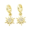 Brass Micro Pave Cubic Zirconia European Dangle Charms, Sun, Large Hole Pendants, Cadmium Free & Lead Free, Real 16K Gold Plated, 20mm, Hole: 4.2mm