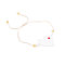 Bohemian Style Glass Seed Beaded Link Bracelets, Adjustable Polyester Cord Braided Bracelets for Women, Heart, White