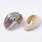 Printed Cowrie Shell Beads, No Hole/Undrilled, Colorful, 20~25x14~16x5~7mm