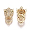 Brass Micro Pave Cubic Zirconia Links connectors, Leopard Head, Clear, Golden, 29x14.6x6.5mm, Hole: 1.6mm