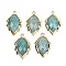 Natural Amazonite Faceted Leaf Pendants, Rack Plating Brass Charms, Golden, 23x13.5x5.5mm, Hole: 1.2mm