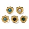 Ion Plating(IP) 304 Stainless Steel Open Cuff Rings, Synthetic Malachite & Turquoise Flat Round Rings for Women Men, Real 18K Gold Plated, Adjustable