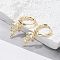 Brass Clear Cubic Zirconia Hoop Earrings, Jellyfish, Real 18K Gold Plated, 25.5x9.5x14mm