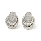 Teardrop Brass Pave Clear Cubic Zirconia Stud Earrings, Platinum, 19.5x14.5mm