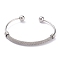 Tarnish Resistant 304 Stainless Steel Torque Bangles, Mesh Bangles, with Round Immovable Beads, Stainless Steel Color, 2-1/2x1-7/8 inch(6.3x4.8cm)