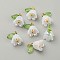Opaque Resin Pendants, Bell Orchid Flower Charms with Leaf, with Golden Tone Iron Findings, WhiteSmoke, 14x13x10.5mm, Hole: 3x2mm