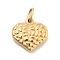 Ion Plating(IP) 304 Stainless Steel Charms, Heart, Texture, Real 14K Gold Plated, 15x15x4mm, Hole: 5x2.5mm