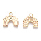 Brass Charms, Rainbow Charms, Cadmium Free & Nickel Free & Lead Free, Real 18K Gold Plated, 14x14.5x1mm, Hole: 2mm