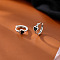 Heart Brass Enamel Hoop Earrings, Platinum, 12mm