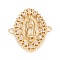 Brass Micro Pave Clear Cubic Zirconia Links Connectors, Long-Lasting Plated, for Religion, Oval with Virgin Mary & Heart, Clear, Real 18K Gold Plated, 22x19x2mm, Hole: 1.5mm