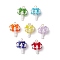 7Pcs 7 Colors Handmade Glass Seed Beaded Mushroom Pendants, with Real 18K Gold Plated 304 Stainless Steel Jump Rings & Pearlized Glass Pearl Round Bead & Electroplate Glass Beads, Mixed Color, 23.5x16.5mm, Hole: 2.5mm, 1pc/color