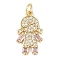 Rack Plating Brass Micro Pave Cubic Zirconia Pendants, Lead Free & Cadmium Free, Long-Lasting Plated, Human Charms, with Jump Ring, Real 18K Gold Plated, 18.5x10.5x2.5mm, Hole: 3.5mm