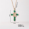 Elegant Vintage Corss with Virgin Mary Brass Micro Pave Cubic Zirconia Pendant Necklaces, Cable Chains Necklaces for Women, Green, 15.75 inch(400mm)