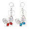 2Pcs 2 Colors Alloy Rhinestone Keychain, with Lobster Claw Clasps & Ring, Platinum, Butterfly, Mixed Color, 11.7cm, 1pc/color