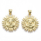 Brass Pendants, Nickel Free, Sun, Real 16K Gold Plated, 22.5x20x3.5mm, Hole: 3.5x4mm
