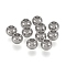 202 Stainless Steel Beads, with Rubber Inside, Slider Beads, Stainless Steel Color, 6x4.6mm, Hole: 3mm