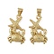 Brass Pendants, Long-Lasting Plated, Cadmium Free & Lead Free, Rack Plating, Real 18K Gold Plated, Crab, 21.5x14.5x2.5mm, Hole: 4.5x3.5mm