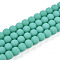 Opaque Glass Beads Strands, Round, Frosted, Turquoise, 6~6.5mm, Hole: 0.9mm, about 67~69pcs/strand, 14.57~14.96''(37~38cm)