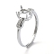 Adjustable 925 Sterling Silver Ring Components, with Cubic Zirconia, For Half Drilled Beads, Real Platinum Plated, 1.5~3mm, Inner Diameter: 18mm
