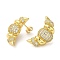 Croissant Rack Plating Brass Micro Pave Cubic Zirconia Stud Earrings for Women, Long-Lasting Plated, Lead Free & Cadmium Free, Real 18K Gold Plated, 25x16mm
