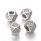 Brass Micro Pave Cubic Zirconia Beads, Polygon, Clear, Real Platinum Plated, 6.5~7x6.5~7x6.5~7mm, Hole: 3mm, Diagonal Length: 9mm