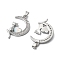 Brass Micro Pave Cubic Zirconia with Glass Pendants, Cadmium Free & Nickel Free & Lead Free, Moon & Cat & Heart, Platinum, Clear, 26.5x16x3mm, Hole: 4x2.5mm