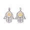 Non-Tarnish 304 Stainless Steel Hamsa Hand/Hand of Miriam with Virgin Mary Pendants, Stainless Steel Color, Mixed Patterns, 32x28x2mm, Hole: 6x4mm