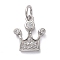 Brass Micro Pave Clear Cubic Zirconia Charms, with Jump Rings, Crown, Platinum, 11.5x10x2mm, Hole: 3mm