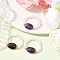 Natural Amethyst Bead Stretch Rings for Women, Oval, with ABS Plastic Imitation Pearl, 9.5~10.5mm, Inner Diameter: 20.5mm~US Size 12 1/4(21.5mm)